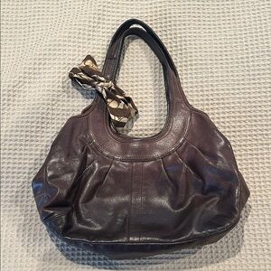 Coach Brown and Gold Hobo Bag with Leather Material and Slouchy Shape